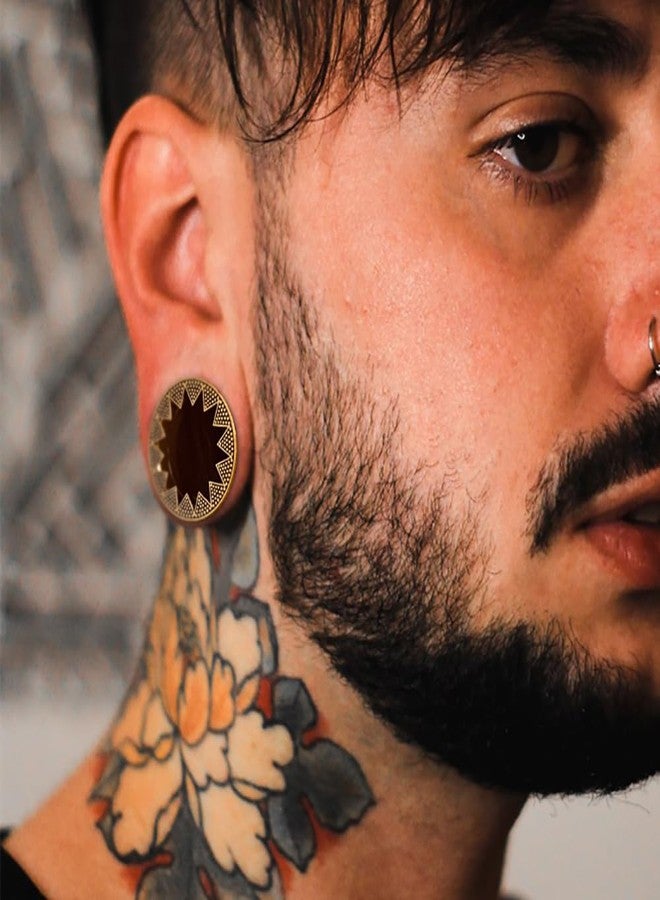 Earblity 1 Pair Serrated Classic Gauges 00g/ 10mm Ear Tunnels Plugs 316 Stainless Steel Gold Ear Gauges Weight Saddle Plugs Hypoallergenic expander Piercing Body Jewelry - Image 5